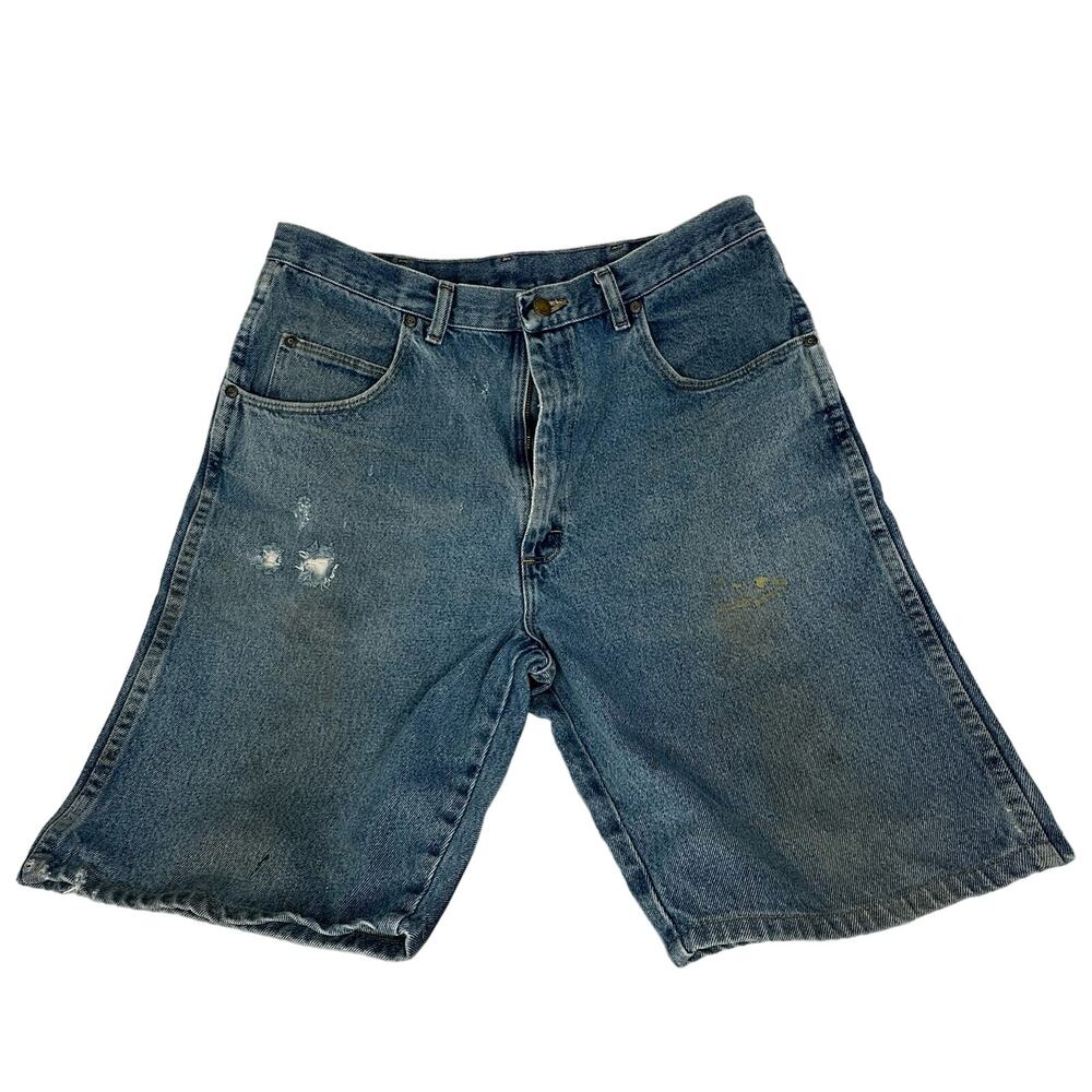Blue Ridge Wrangler Carpenter Denim Shorts Mens 36 Distressed Paint Jorts